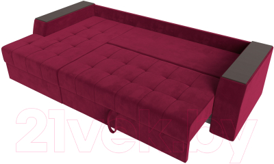 Диван угловой Лига Диванов Эмир БС левый (микровельвет бордовый)