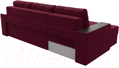 Диван угловой Лига Диванов Эмир БС левый (микровельвет бордовый)