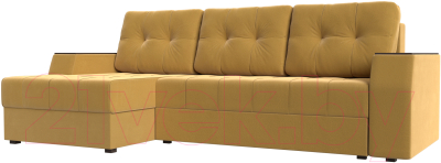 Диван угловой Лига Диванов Эмир БС левый (микровельвет желтый) - фото