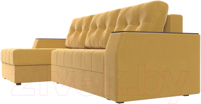 Диван угловой Лига Диванов Эмир БС левый (микровельвет желтый)