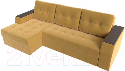 Диван угловой Лига Диванов Эмир БС левый (микровельвет желтый)
