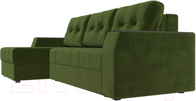 Диван угловой Лига Диванов Эмир БС левый (микровельвет зеленый)