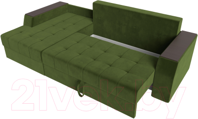 Диван угловой Лига Диванов Эмир БС левый (микровельвет зеленый)