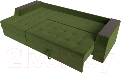 Диван угловой Лига Диванов Эмир БС левый (микровельвет зеленый)