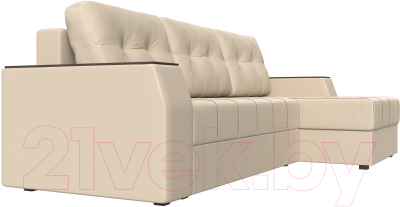 Диван угловой Лига Диванов Эмир БС правый (экокожа бежевый)