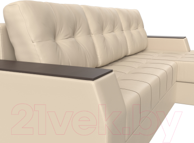 Диван угловой Лига Диванов Эмир БС правый (экокожа бежевый)