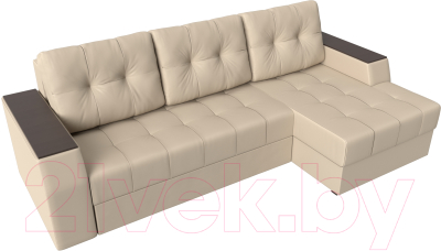 Диван угловой Лига Диванов Эмир БС правый (экокожа бежевый)