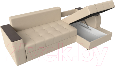 Диван угловой Лига Диванов Эмир БС правый (экокожа бежевый)