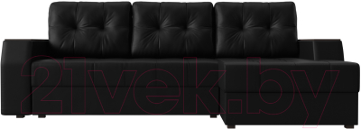 Диван угловой Лига Диванов Эмир БС правый (экокожа черный)