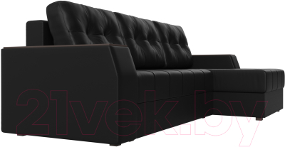 Диван угловой Лига Диванов Эмир БС правый (экокожа черный)