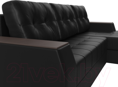 Диван угловой Лига Диванов Эмир БС правый (экокожа черный)