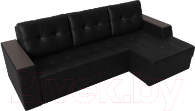Диван угловой Лига Диванов Эмир БС правый (экокожа черный)