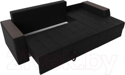 Диван угловой Лига Диванов Эмир БС правый (экокожа черный)