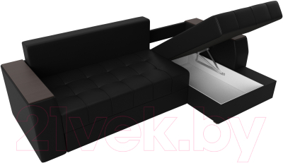 Диван угловой Лига Диванов Эмир БС правый (экокожа черный)