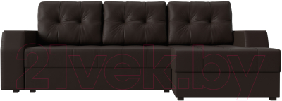 Диван угловой Лига Диванов Эмир БС правый (экокожа коричневый)