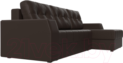 Диван угловой Лига Диванов Эмир БС правый (экокожа коричневый)