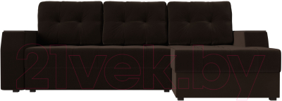 Диван угловой Лига Диванов Эмир БС правый (микровельвет коричневый)