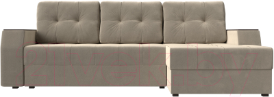 Диван угловой Лига Диванов Эмир БС правый (микровельвет бежевый)