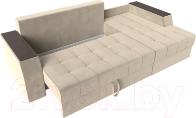Диван угловой Лига Диванов Эмир БС правый (микровельвет бежевый)