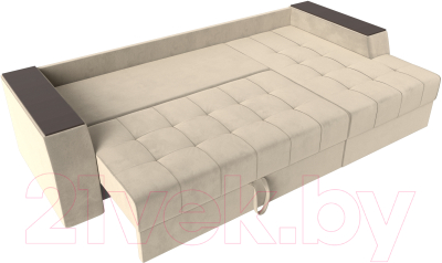 Диван угловой Лига Диванов Эмир БС правый (микровельвет бежевый)