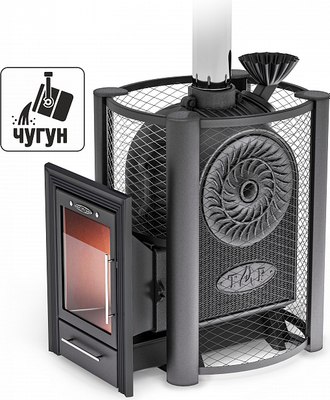 Печь-каменка ТМФ Черная жемчужина Люмина Плюс с чугунной каменкой