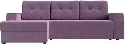 Диван угловой Лига Диванов Эмир БС левый (микровельвет сиреневый)