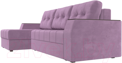 Диван угловой Лига Диванов Эмир БС левый (микровельвет сиреневый)