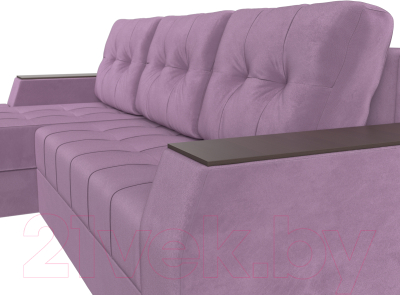 Диван угловой Лига Диванов Эмир БС левый (микровельвет сиреневый)
