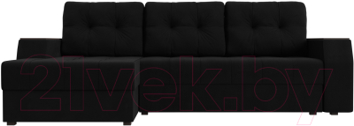 Диван угловой Лига Диванов Эмир БС левый (микровельвет черный)