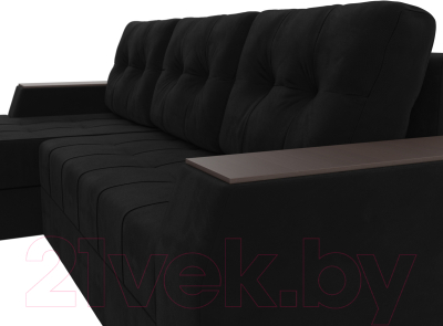 Диван угловой Лига Диванов Эмир БС левый (микровельвет черный)