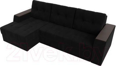 Диван угловой Лига Диванов Эмир БС левый (микровельвет черный)