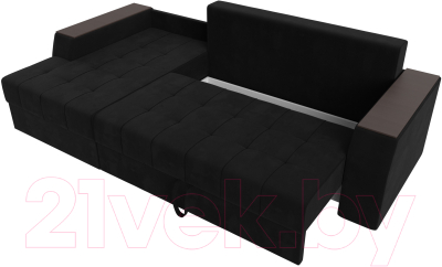 Диван угловой Лига Диванов Эмир БС левый (микровельвет черный)