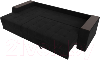 Диван угловой Лига Диванов Эмир БС левый (микровельвет черный)