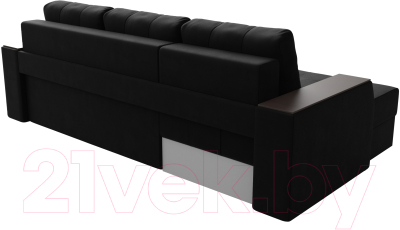 Диван угловой Лига Диванов Эмир БС левый (микровельвет черный)