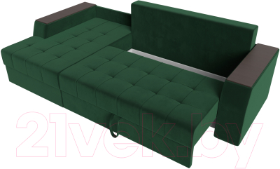 Диван угловой Лига Диванов Эмир БС левый (велюр зеленый)