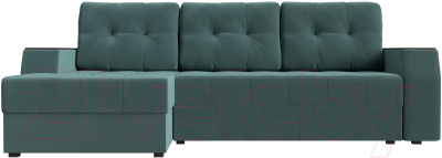 Диван угловой Лига Диванов Эмир БС левый (велюр бирюзовый)