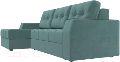 Диван угловой Лига Диванов Эмир БС левый (велюр бирюзовый)