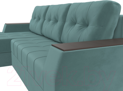 Диван угловой Лига Диванов Эмир БС левый (велюр бирюзовый)