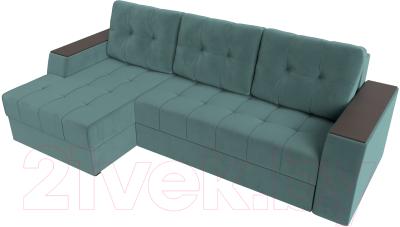 Диван угловой Лига Диванов Эмир БС левый (велюр бирюзовый)