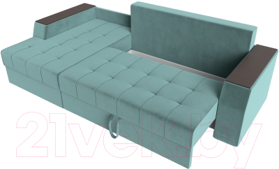 Диван угловой Лига Диванов Эмир БС левый (велюр бирюзовый)