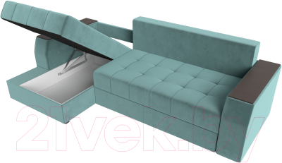 Диван угловой Лига Диванов Эмир БС левый (велюр бирюзовый)