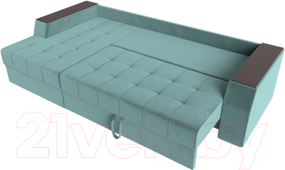 Диван угловой Лига Диванов Эмир БС левый (велюр бирюзовый)