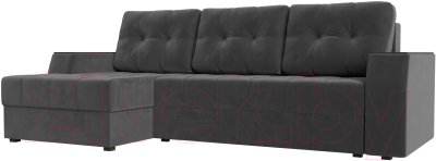 Диван угловой Лига Диванов Эмир БС левый (велюр серый) - фото