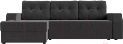 Диван угловой Лига Диванов Эмир БС левый (велюр серый)