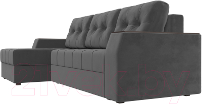 Диван угловой Лига Диванов Эмир БС левый (велюр серый)
