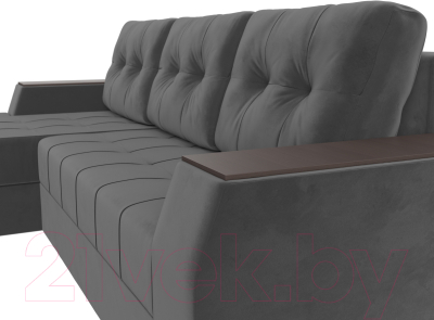 Диван угловой Лига Диванов Эмир БС левый (велюр серый)