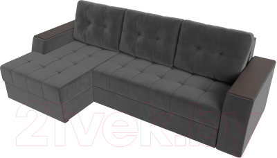 Диван угловой Лига Диванов Эмир БС левый (велюр серый)