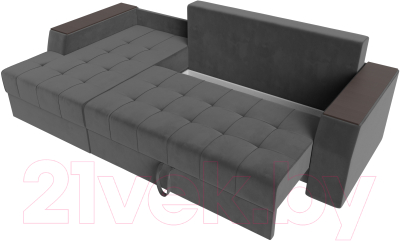 Диван угловой Лига Диванов Эмир БС левый (велюр серый)
