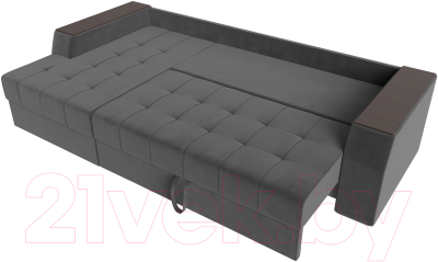 Диван угловой Лига Диванов Эмир БС левый (велюр серый)