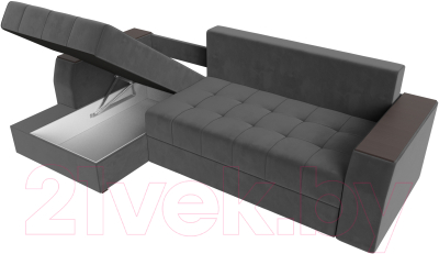 Диван угловой Лига Диванов Эмир БС левый (велюр серый)